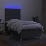 ΚΡΕΒΑΤΙ BOXSPRING ΜΕ ΣΤΡΩΜΑ & LED ΣΚ.ΓΚΡΙ 90X200 ΕΚ. ΥΦΑΣΜΑΤΙΝΟ 3135566