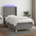 ΚΡΕΒΑΤΙ BOXSPRING ΜΕ ΣΤΡΩΜΑ & LED ΣΚ.ΓΚΡΙ 90X200 ΕΚ. ΥΦΑΣΜΑΤΙΝΟ 3138846
