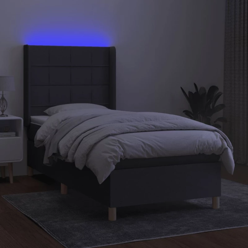 ΚΡΕΒΑΤΙ BOXSPRING ΜΕ ΣΤΡΩΜΑ & LED ΣΚ.ΓΚΡΙ 90X200 ΕΚ. ΥΦΑΣΜΑΤΙΝΟ 3138846