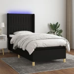 ΚΡΕΒΑΤΙ BOXSPRING ΜΕ ΣΤΡΩΜΑ & LED ΜΑΥΡΟ 90X190 ΕΚ. ΥΦΑΣΜΑΤΙΝΟ 3138999