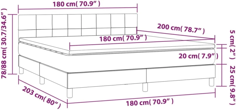 ΚΡΕΒΑΤΙ BOXSPRING ΜΕ ΣΤΡΩΜΑ ΣΚΟΥΡΟ ΓΚΡΙ 180X200 ΕΚ ΥΦΑΣΜΑΤΙΝ 3140634