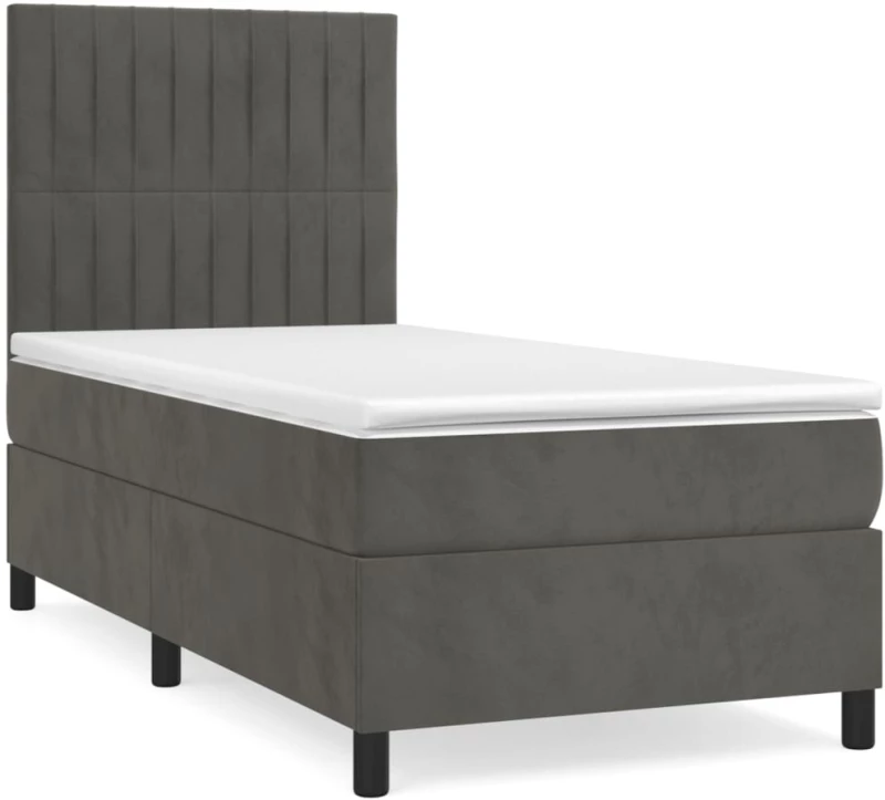 ΚΡΕΒΑΤΙ BOXSPRING ΜΕ ΣΤΡΩΜΑ ΣΚΟΥΡΟ ΓΚΡΙ 90X200 ΕΚ. ΒΕΛΟΥΔΙΝΟ 3143122