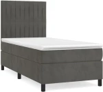 ΚΡΕΒΑΤΙ BOXSPRING ΜΕ ΣΤΡΩΜΑ ΣΚΟΥΡΟ ΓΚΡΙ 90X200 ΕΚ. ΒΕΛΟΥΔΙΝΟ 3143122