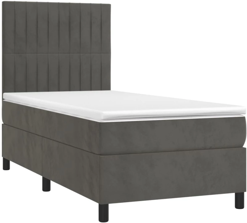 ΚΡΕΒΑΤΙ BOXSPRING ΜΕ ΣΤΡΩΜΑ ΣΚΟΥΡΟ ΓΚΡΙ 90X200 ΕΚ. ΒΕΛΟΥΔΙΝΟ 3143122