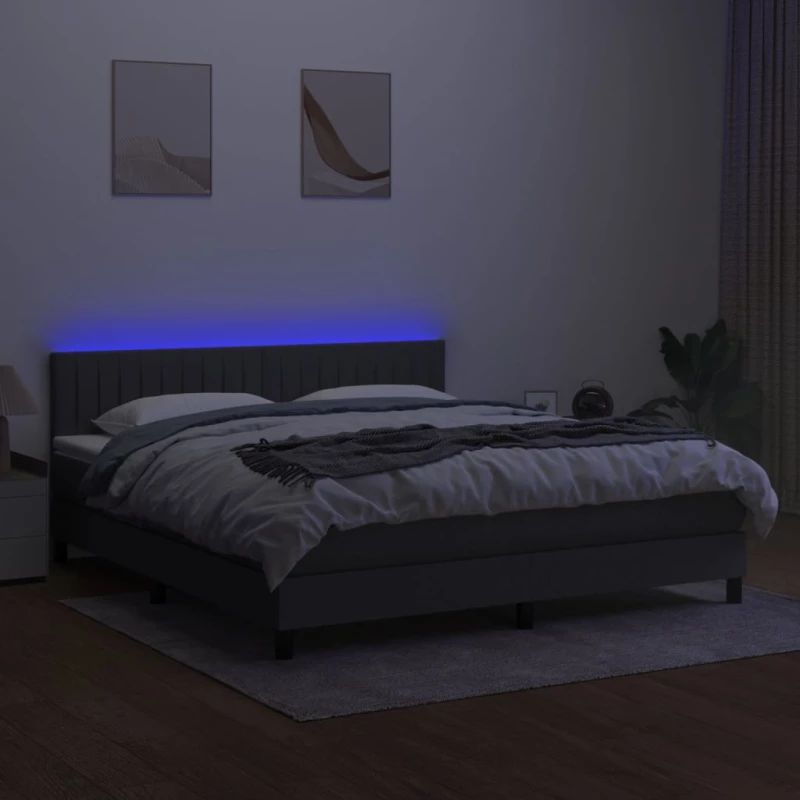 ΚΡΕΒΑΤΙ BOXSPRING ΜΕ ΣΤΡΩΜΑ & LED ΣΚ.ΓΚΡΙ 180X200 ΕΚ ΥΦΑΣΜΑΤΙΝΟ 3133334
