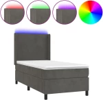 ΚΡΕΒΑΤΙ BOXSPRING ΜΕ ΣΤΡΩΜΑ & LED ΣΚ. ΓΚΡΙ 100X200ΕΚ. ΒΕΛΟΥΔΙΝΟ 3139428