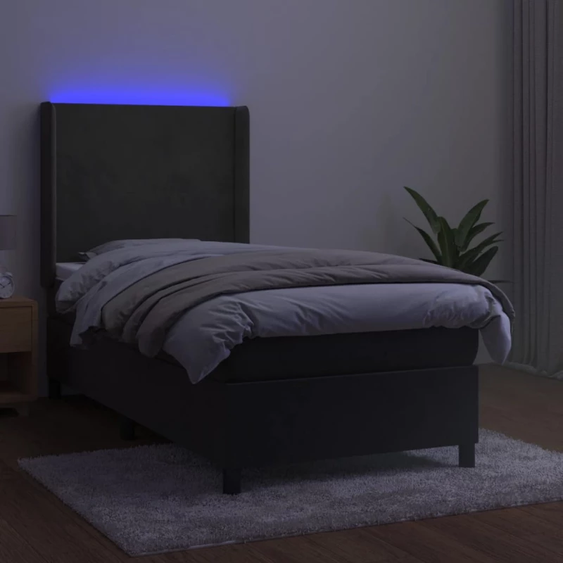 ΚΡΕΒΑΤΙ BOXSPRING ΜΕ ΣΤΡΩΜΑ & LED ΣΚ. ΓΚΡΙ 100X200ΕΚ. ΒΕΛΟΥΔΙΝΟ 3139428