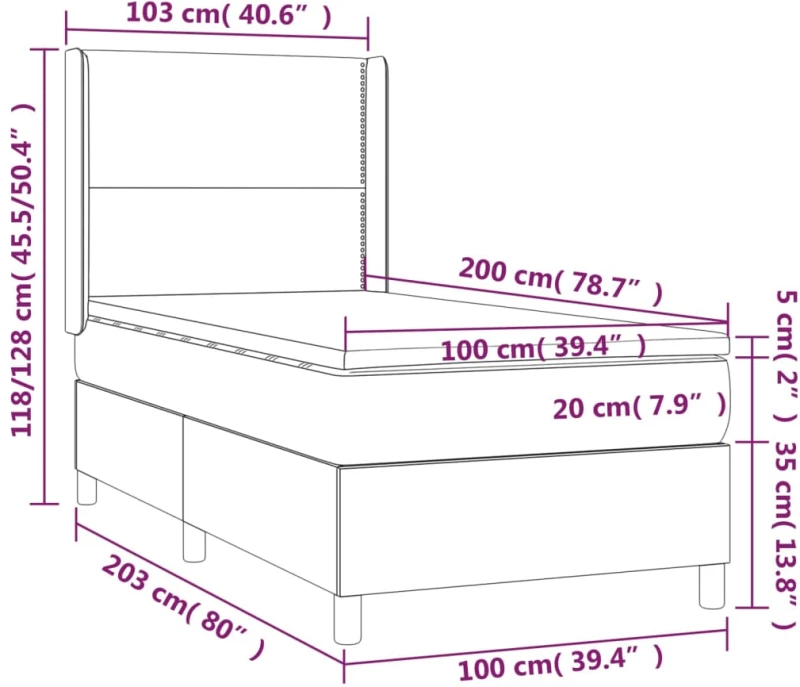 ΚΡΕΒΑΤΙ BOXSPRING ΜΕ ΣΤΡΩΜΑ & LED ΣΚ. ΓΚΡΙ 100X200ΕΚ. ΒΕΛΟΥΔΙΝΟ 3139428
