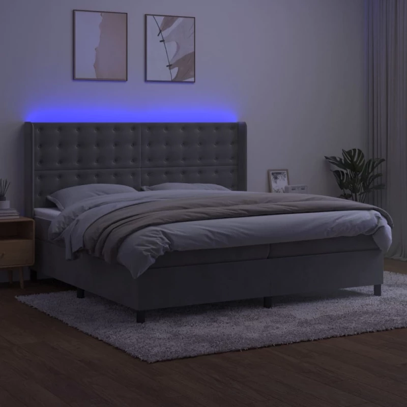 ΚΡΕΒΑΤΙ BOXSPRING ΜΕ ΣΤΡΩΜΑ & LED ΑΝ.ΓΚΡΙ 200X200 ΕΚ. ΒΕΛΟΥΔΙΝΟ 3139823