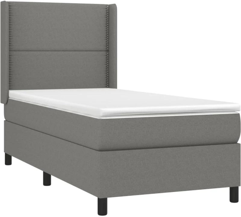 ΚΡΕΒΑΤΙ BOXSPRING ΜΕ ΣΤΡΩΜΑ ΣΚΟΥΡΟ ΓΚΡΙ 100X200 ΕΚ. ΥΦΑΣΜΑΤΙΝΟ 3131330