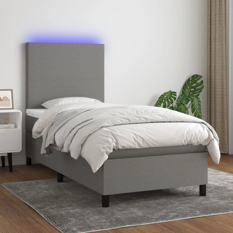 ΚΡΕΒΑΤΙ BOXSPRING ΜΕ ΣΤΡΩΜΑ & LED ΣΚ.ΓΚΡΙ 90X200 ΕΚ. ΥΦΑΣΜΑΤΙΝΟ 3134686