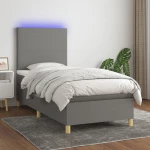 ΚΡΕΒΑΤΙ BOXSPRING ΜΕ ΣΤΡΩΜΑ & LED ΣΚ.ΓΚΡΙ 90X190 ΕΚ. ΥΦΑΣΜΑΤΙΝΟ 3135238