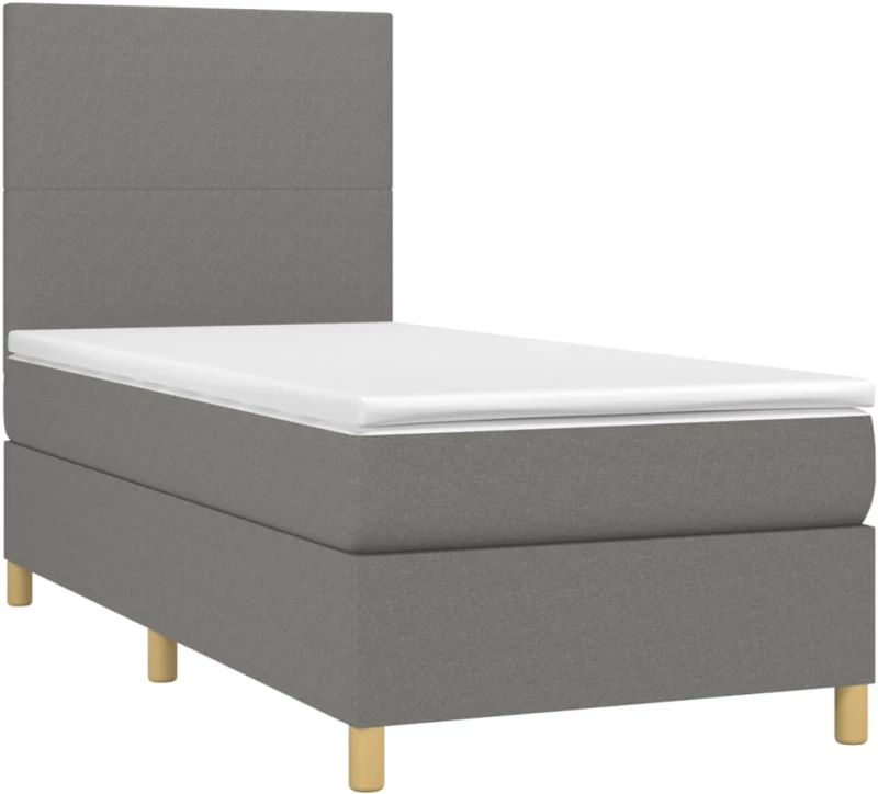 ΚΡΕΒΑΤΙ BOXSPRING ΜΕ ΣΤΡΩΜΑ & LED ΣΚ.ΓΚΡΙ 90X190 ΕΚ. ΥΦΑΣΜΑΤΙΝΟ 3135238