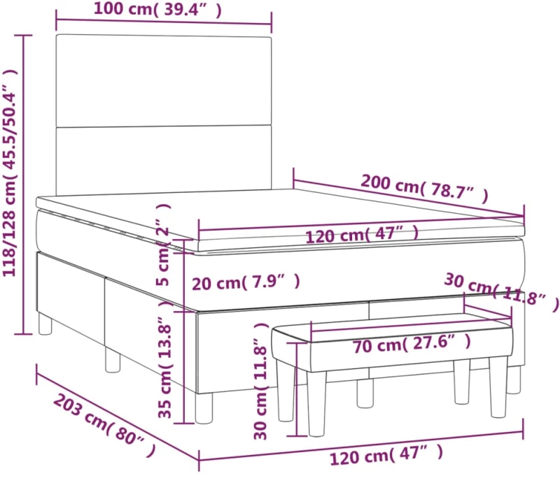 ΚΡΕΒΑΤΙ BOXSPRING ΜΕ ΣΤΡΩΜΑ ΣΚΟΥΡΟ ΓΚΡΙ 120X200 ΕΚ. ΥΦΑΣΜΑΤΙΝΟ 3136422