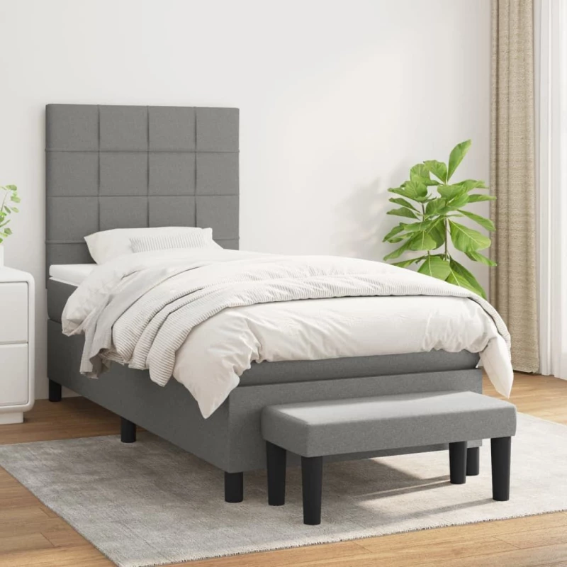 ΚΡΕΒΑΤΙ BOXSPRING ΜΕ ΣΤΡΩΜΑ ΣΚΟΥΡΟ ΓΚΡΙ 90X200 ΕΚ. ΥΦΑΣΜΑΤΙΝΟ 3136566