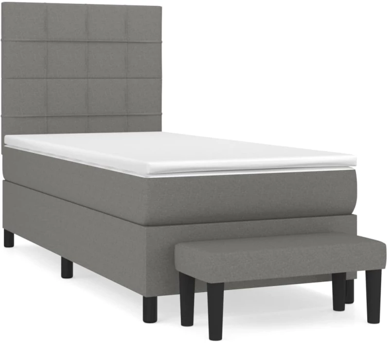 ΚΡΕΒΑΤΙ BOXSPRING ΜΕ ΣΤΡΩΜΑ ΣΚΟΥΡΟ ΓΚΡΙ 90X200 ΕΚ. ΥΦΑΣΜΑΤΙΝΟ 3136566