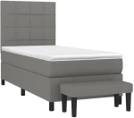 ΚΡΕΒΑΤΙ BOXSPRING ΜΕ ΣΤΡΩΜΑ ΣΚΟΥΡΟ ΓΚΡΙ 90X200 ΕΚ. ΥΦΑΣΜΑΤΙΝΟ 3136566
