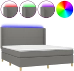ΚΡΕΒΑΤΙ BOXSPRING ΜΕ ΣΤΡΩΜΑ & LED ΣΚ.ΓΚΡΙ 180X200 ΕΚ ΥΦΑΣΜΑΤΙΝΟ 3138734