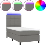 ΚΡΕΒΑΤΙ BOXSPRING ΜΕ ΣΤΡΩΜΑ & LED ΣΚ.ΓΚΡΙ 90X200 ΕΚ. ΥΦΑΣΜΑΤΙΝΟ 3134846