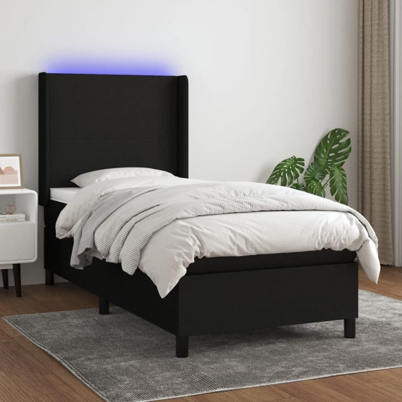 ΚΡΕΒΑΤΙ BOXSPRING ΜΕ ΣΤΡΩΜΑ & LED ΜΑΥΡΟ 90X200 ΕΚ. ΥΦΑΣΜΑΤΙΝΟ 3138127