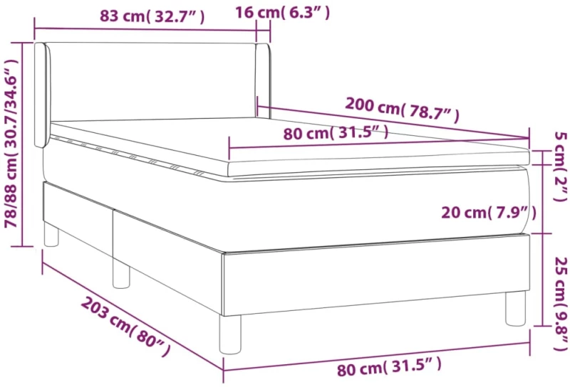 ΚΡΕΒΑΤΙ BOXSPRING ΜΕ ΣΤΡΩΜΑ ΓΚΡΙ 80 X 200 ΕΚ. ΣΥΝΘΕΤΙΚΟ ΔΕΡΜΑ 3130629