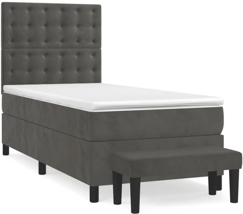 ΚΡΕΒΑΤΙ BOXSPRING ΜΕ ΣΤΡΩΜΑ ΣΚΟΥΡΟ ΓΚΡΙ 100X200 ΕΚ. ΒΕΛΟΥΔΙΝΟ 3138068