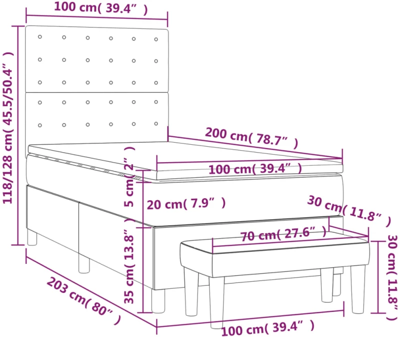 ΚΡΕΒΑΤΙ BOXSPRING ΜΕ ΣΤΡΩΜΑ ΣΚΟΥΡΟ ΓΚΡΙ 100X200 ΕΚ. ΒΕΛΟΥΔΙΝΟ 3138068