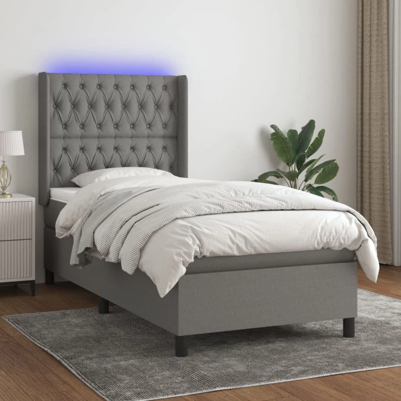 ΚΡΕΒΑΤΙ BOXSPRING ΜΕ ΣΤΡΩΜΑ & LED ΣΚ.ΓΚΡΙ 80X200 ΕΚ. ΥΦΑΣΜΑΤΙΝΟ 3138510