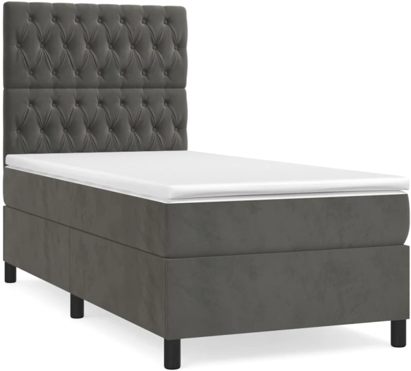 ΚΡΕΒΑΤΙ BOXSPRING ΜΕ ΣΤΡΩΜΑ ΣΚΟΥΡΟ ΓΚΡΙ 80X200 ΕΚ. ΒΕΛΟΥΔΙΝΟ 3143170