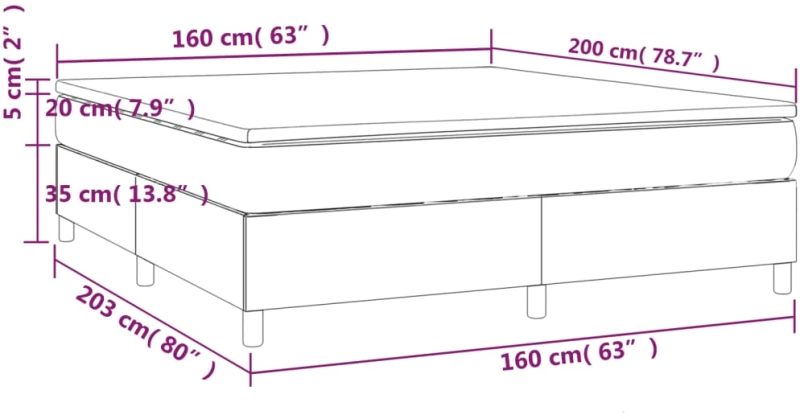 ΚΡΕΒΑΤΙ BOXSPRING ΜΕ ΣΤΡΩΜΑ ΣΚΟΥΡΟ ΓΚΡΙ 160X200 ΕΚ ΥΦΑΣΜΑΤΙΝΟ 3144432