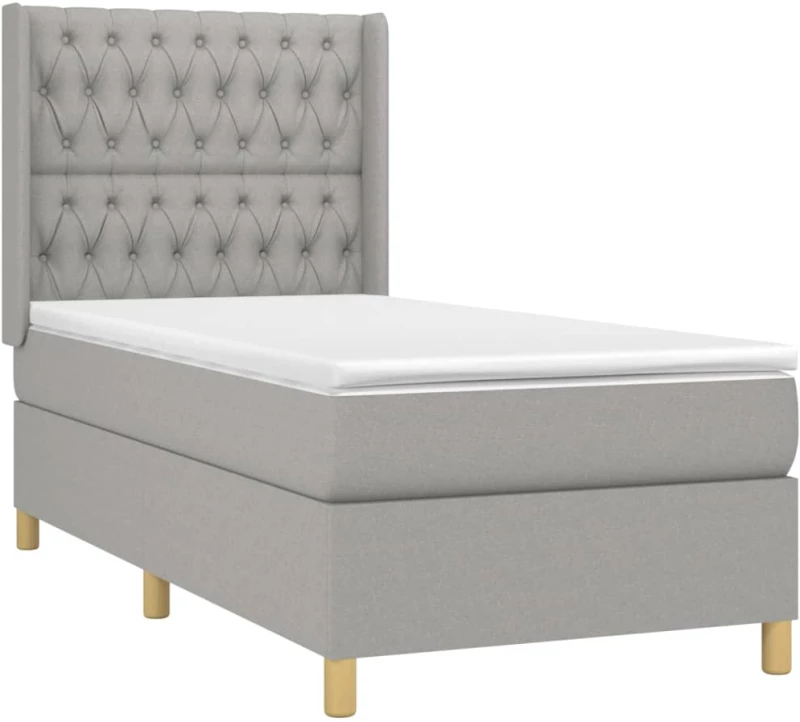 ΚΡΕΒΑΤΙ BOXSPRING ΜΕ ΣΤΡΩΜΑ ΑΝΟΙΧΤΟ ΓΚΡΙ 90X200 ΕΚ. ΥΦΑΣΜΑΤΙΝΟ 3132201