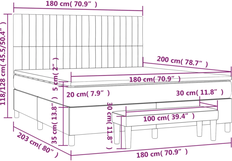 ΚΡΕΒΑΤΙ BOXSPRING ΜΕ ΣΤΡΩΜΑ ΑΝΟΙΧΤΟ ΓΚΡΙ 180X200 ΕΚ. ΥΦΑΣΜΑΤΙΝΟ 3136773