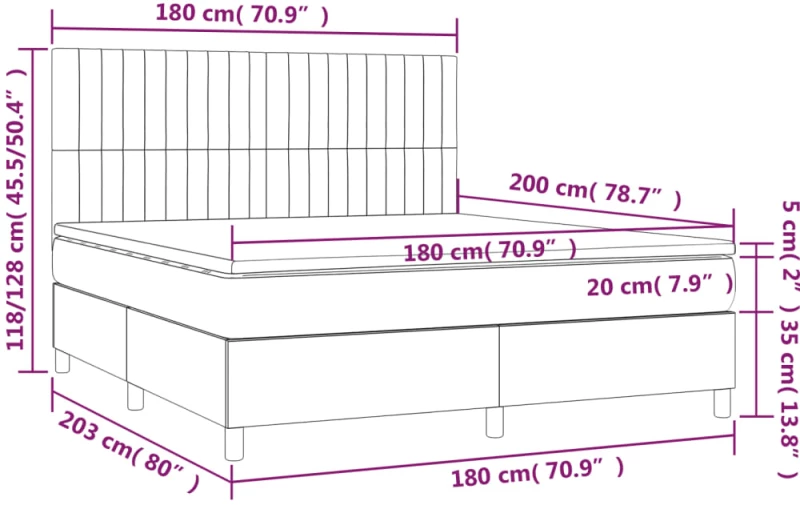 ΚΡΕΒΑΤΙ BOXSPRING ΜΕ ΣΤΡΩΜΑ ΣΚΟΥΡΟ ΓΚΡΙ 180X200 ΕΚ ΥΦΑΣΜΑΤΙΝ 3141954