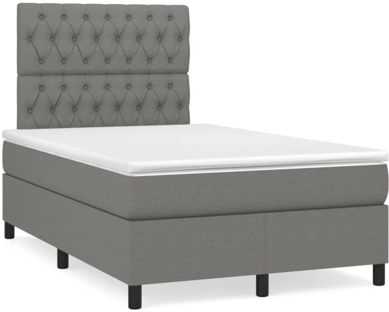 ΚΡΕΒΑΤΙ BOXSPRING ΜΕ ΣΤΡΩΜΑ ΣΚΟΥΡΟ ΓΚΡΙ 120X200 ΕΚ. ΥΦΑΣΜΑΤΙΝΟ 3142002