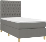 ΚΡΕΒΑΤΙ BOXSPRING ΜΕ ΣΤΡΩΜΑ ΣΚΟΥΡΟ ΓΚΡΙ 100X200 ΕΚ. ΥΦΑΣΜΑΤΙΝΟ 3142554