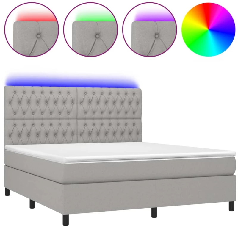 ΚΡΕΒΑΤΙ BOXSPRING ΜΕ ΣΤΡΩΜΑ & LED ΑΝ.ΓΚΡΙ 160X200ΕΚ. ΥΦΑΣΜΑΤΙΝΟ 3135125