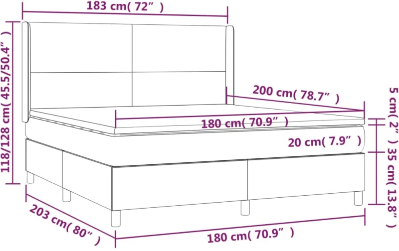 ΚΡΕΒΑΤΙ BOXSPRING ΜΕ ΣΤΡΩΜΑ ΣΚΟΥΡΟ ΓΚΡΙ 180X200 ΕΚ ΥΦΑΣΜΑΤΙΝ 3131290