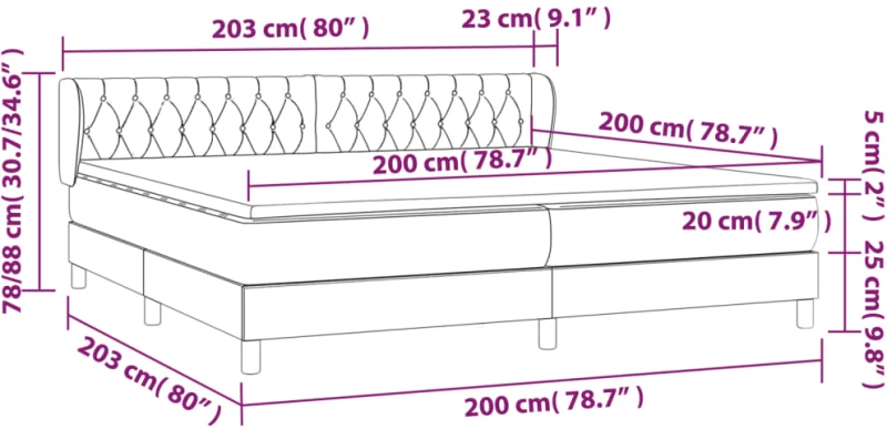 ΚΡΕΒΑΤΙ BOXSPRING ΜΕ ΣΤΡΩΜΑ ΣΚΟΥΡΟ ΓΚΡΙ 200X200 ΕΚ. ΒΕΛΟΥΔΙΝΟ 3127692