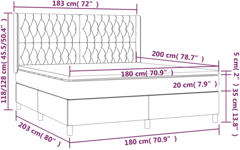 ΚΡΕΒΑΤΙ BOXSPRING ΜΕ ΣΤΡΩΜΑ ΑΝΟΙΧΤΟ ΓΚΡΙ 180X200 ΕΚ. ΥΦΑΣΜΑΤΙΝΟ 3131689