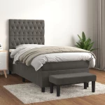 ΚΡΕΒΑΤΙ BOXSPRING ΜΕ ΣΤΡΩΜΑ ΣΚΟΥΡΟ ΓΚΡΙ 100X200 ΕΚ. ΒΕΛΟΥΔΙΝΟ 3138008