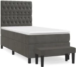 ΚΡΕΒΑΤΙ BOXSPRING ΜΕ ΣΤΡΩΜΑ ΣΚΟΥΡΟ ΓΚΡΙ 100X200 ΕΚ. ΒΕΛΟΥΔΙΝΟ 3138008