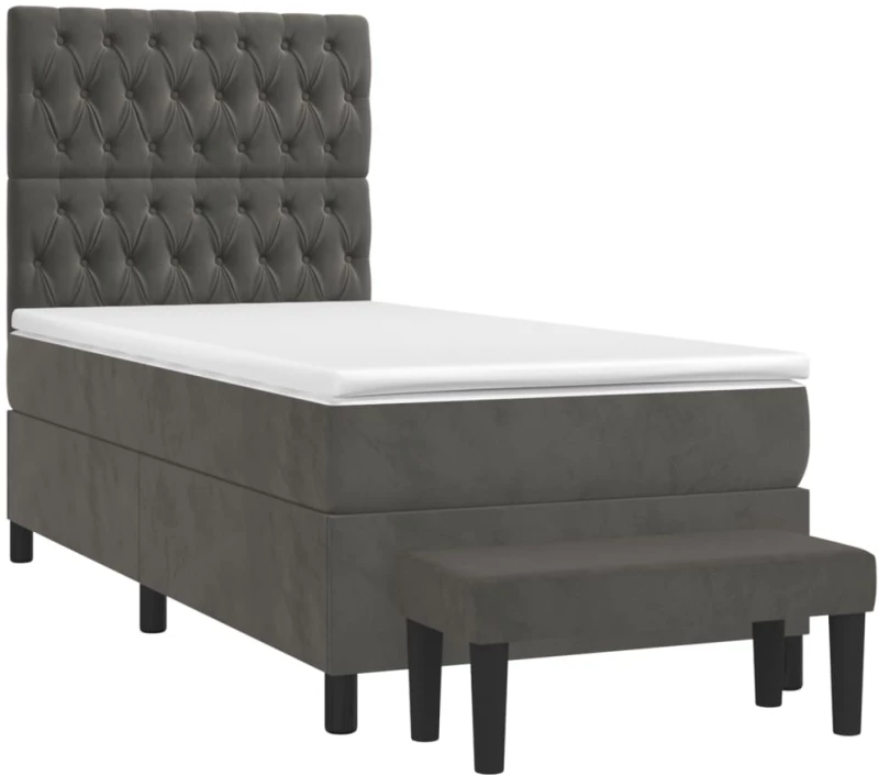 ΚΡΕΒΑΤΙ BOXSPRING ΜΕ ΣΤΡΩΜΑ ΣΚΟΥΡΟ ΓΚΡΙ 100X200 ΕΚ. ΒΕΛΟΥΔΙΝΟ 3138008