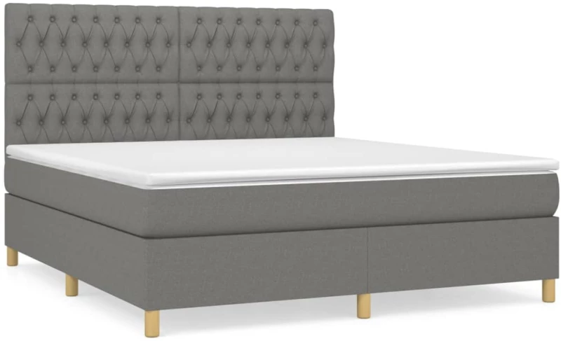 ΚΡΕΒΑΤΙ BOXSPRING ΜΕ ΣΤΡΩΜΑ ΣΚΟΥΡΟ ΓΚΡΙ 180X200 ΕΚ ΥΦΑΣΜΑΤΙΝ 3142594