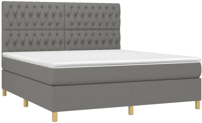 ΚΡΕΒΑΤΙ BOXSPRING ΜΕ ΣΤΡΩΜΑ ΣΚΟΥΡΟ ΓΚΡΙ 180X200 ΕΚ ΥΦΑΣΜΑΤΙΝ 3142594
