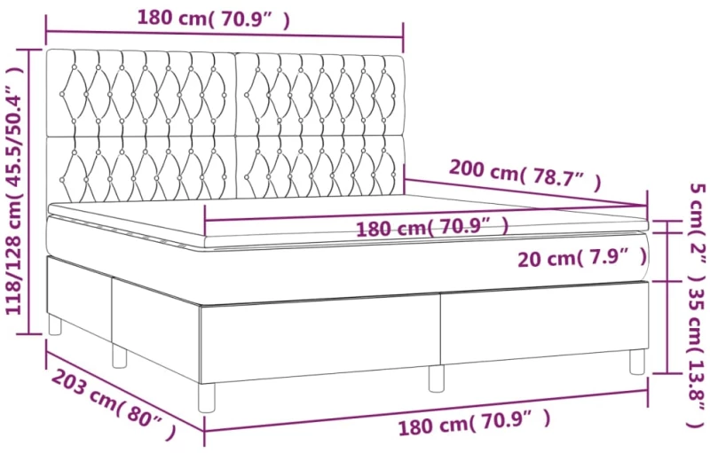 ΚΡΕΒΑΤΙ BOXSPRING ΜΕ ΣΤΡΩΜΑ ΣΚΟΥΡΟ ΓΚΡΙ 180X200 ΕΚ ΥΦΑΣΜΑΤΙΝ 3142594