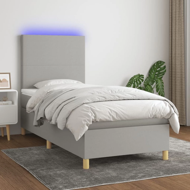 ΚΡΕΒΑΤΙ BOXSPRING ΜΕ ΣΤΡΩΜΑ & LED ΑΝ.ΓΚΡΙ 90X190 ΕΚ. ΥΦΑΣΜΑΤΙΝΟ 3135237