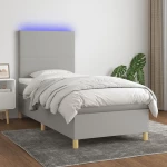 ΚΡΕΒΑΤΙ BOXSPRING ΜΕ ΣΤΡΩΜΑ & LED ΑΝ.ΓΚΡΙ 90X190 ΕΚ. ΥΦΑΣΜΑΤΙΝΟ 3135237