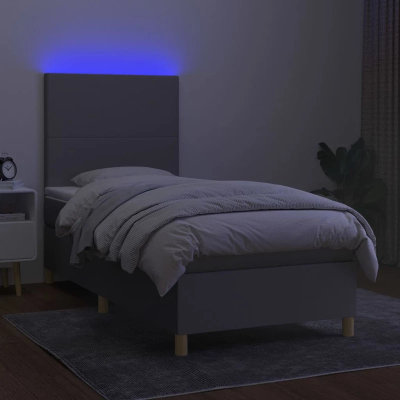ΚΡΕΒΑΤΙ BOXSPRING ΜΕ ΣΤΡΩΜΑ & LED ΑΝ.ΓΚΡΙ 90X190 ΕΚ. ΥΦΑΣΜΑΤΙΝΟ 3135237