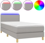 ΚΡΕΒΑΤΙ BOXSPRING ΜΕ ΣΤΡΩΜΑ & LED ΑΝ.ΓΚΡΙ 90X190 ΕΚ. ΥΦΑΣΜΑΤΙΝΟ 3133597