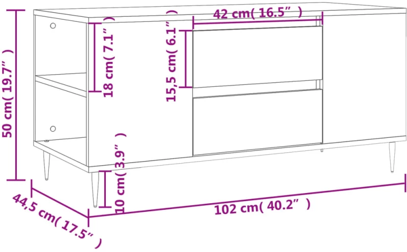 ΤΡΑΠΕΖΑΚΙ ΣΑΛΟΝΙΟΥ ΛΕΥΚΟ 102X44,5X50 ΕΚ. ΑΠΟ ΕΠΕΞΕΡΓΑΣΜΕΝΟ ΞΥΛΟ 830988
